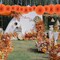 Orange Party Hanging Fans DIY Set - 12pcs Paper Fans with Pinwheels - DIY Paper Craft for Wedding, Birthday, Christmas Party Decoration